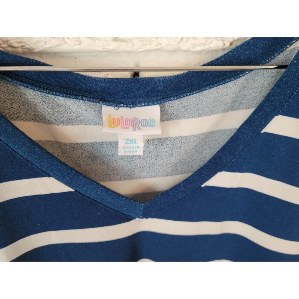 Lularoe Women Top 2XL Plus Tunic Sleeveless Dress Asymmetric Blue STR19E - Picture 10 of 11